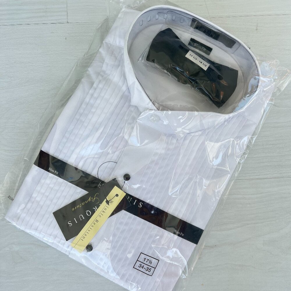 NWT Men's Slim Fit Cotton Tuxedo Shirt by Marquis Signature, 17.5/ 18.5